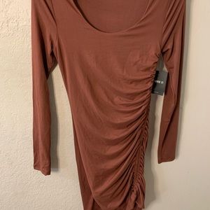 Rusted Brown/ Mauve Ruched Dress